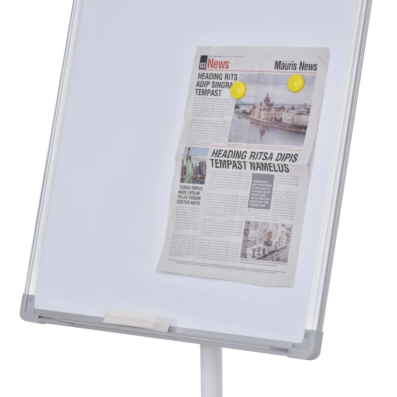 Vinsetto Whiteboard mit 360° Rollen, Magnetisch Flipchart Staffelei, Trocken Abwischbar, Höhenverstellbar, Mit Stiftablage, Magnete, Radiergummi, Alu-Legierung 92 x 62 x 162-194 cm