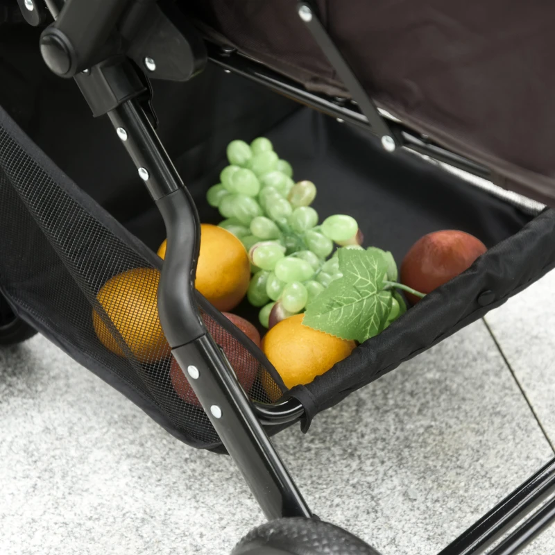 PawHut Hundewagen Hundebuggy Katzenbuggy mit vier Rädern klappbar Hunde Katze Oxford Braun 97 x 62 x 105 cm