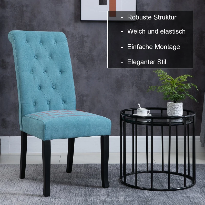 HOMCOM Luxus Esszimmerstuhl, gepolstert und getuftet, Kautschuk, Leinen