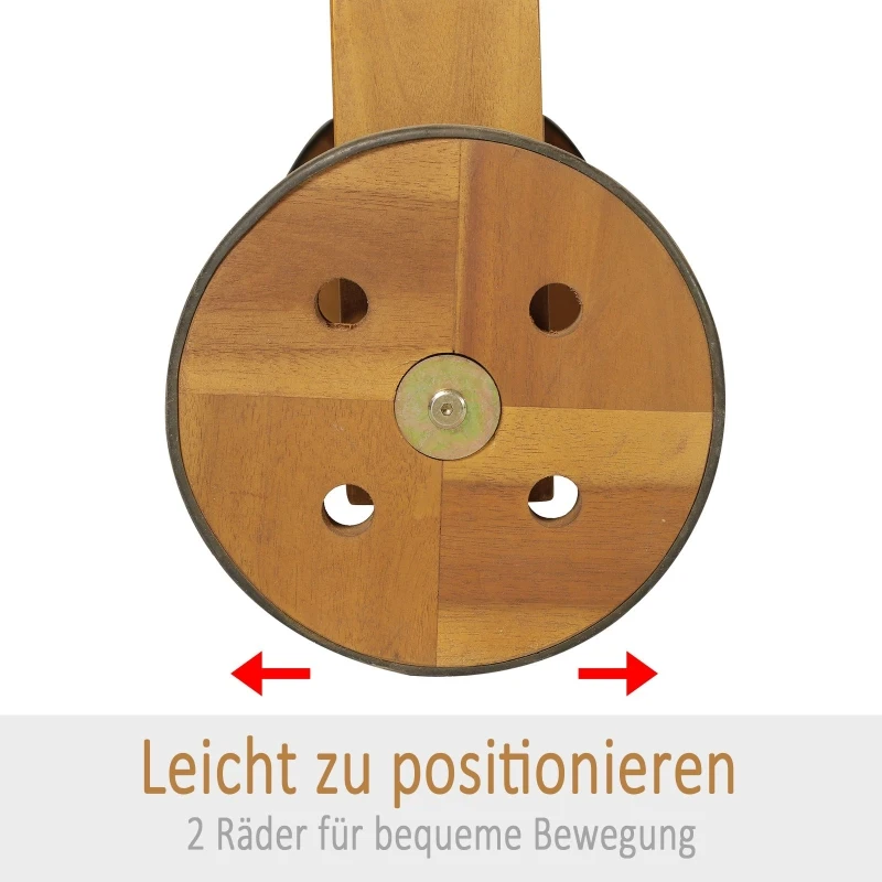 Outsunny Gartenliege Sonnenliege Liegestuhl Gartenmöbel klappbar verstellbar Akazienholz Natur+Weiß L197 x B72 x H(34–84) cm