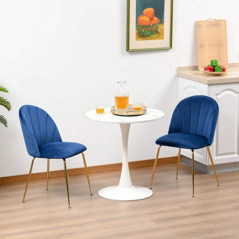 HOMCOM set van 2 eetkamerstoelen met rugleuning fluweel look metaal