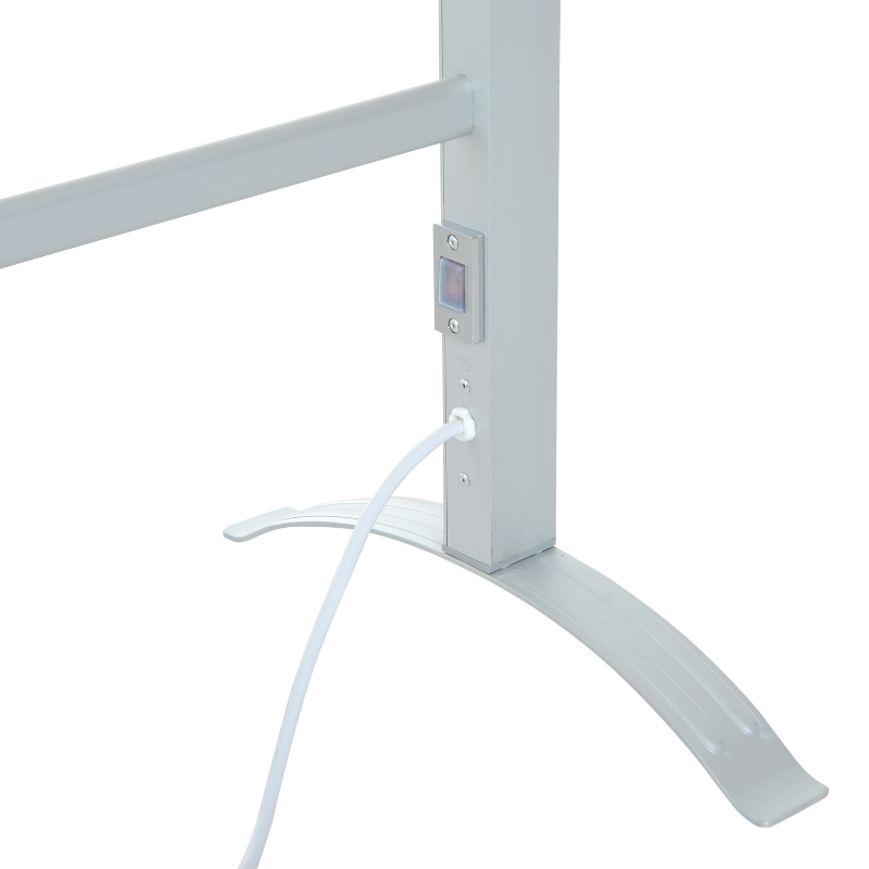 HOMCOM Handtuchheizkörper Handtuchwärmer Beheizte Handtuchhalter 6 Heizstäbe Silber 530 x 900 mm