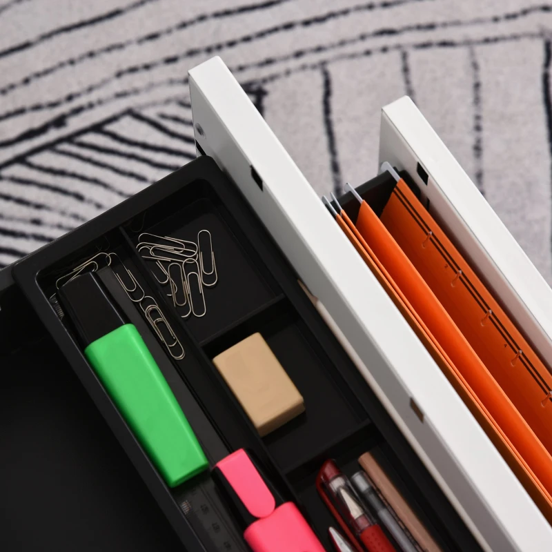 Vinsetto rolcontainer, archiefkast, kantoorcontainer met 3 lades, kantoorkast, opslag, container, staal, wit, 39 x 48 x 59 cm