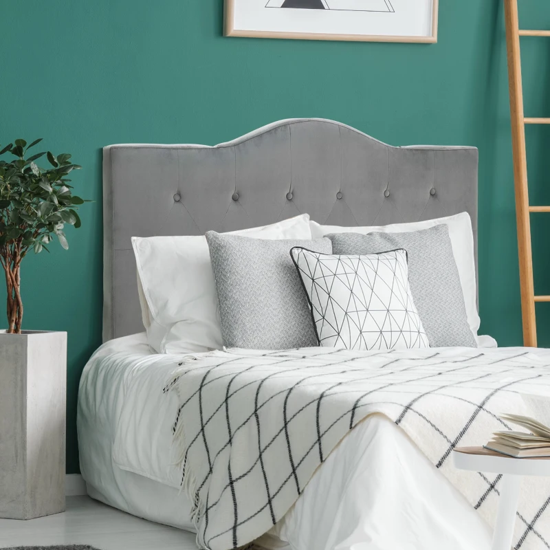 HOMCOM Kopfteil für Bett gepolstert in grau Pappel Polyester 137 x 8 x 134 cm