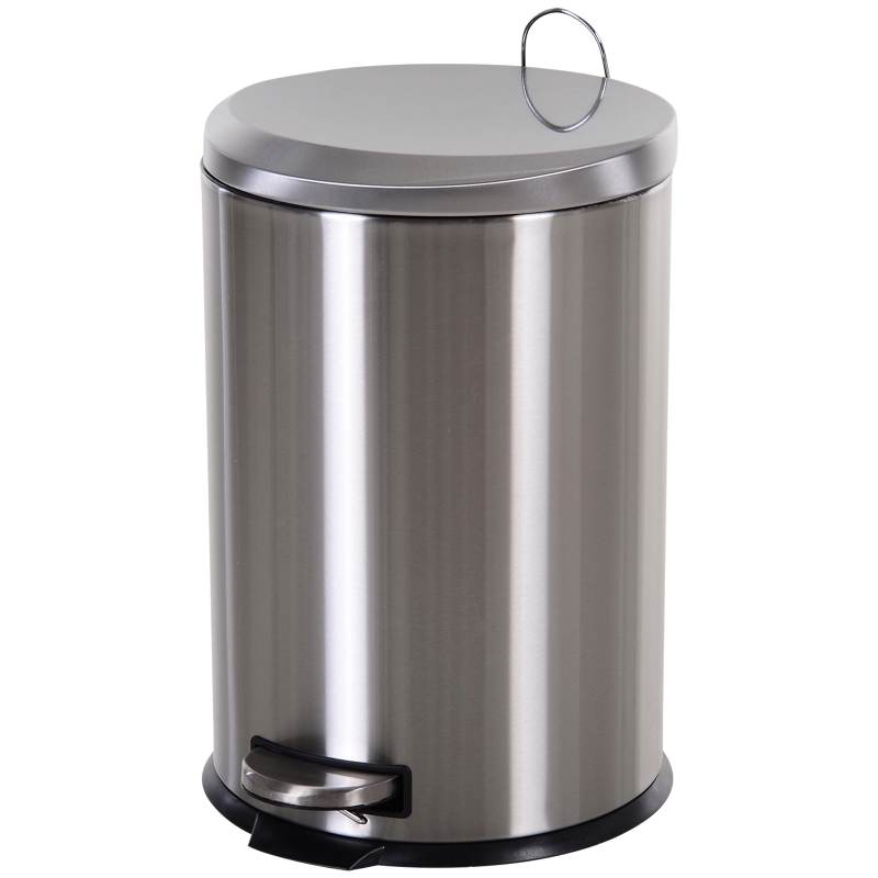 HOMCOM Abfalleimer Mülleimer Treteimer mit Inneneimer 20 L Soft Schließen Edelstahl PP Ø29,2 x H44 cm