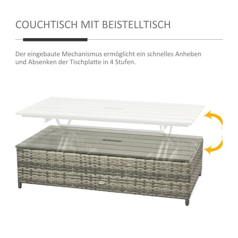 Zestaw wypoczynkowy z polirattanu 4 części Zestaw ogrodowy podwójna sofa z taboretem stół Outsunny®