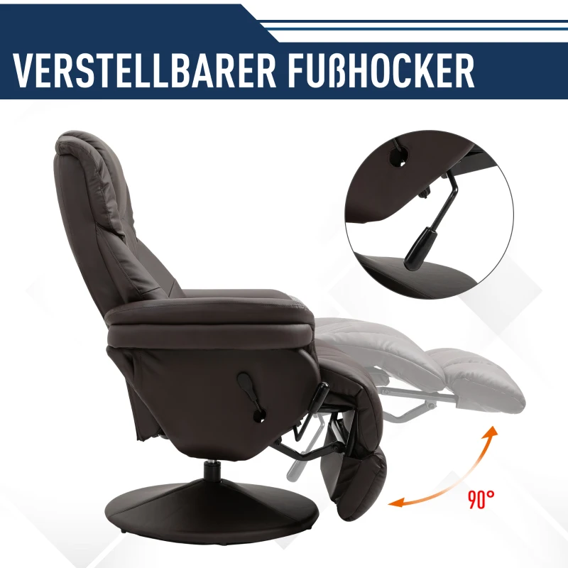 HOMCOM® Relaxsessel Fernsehsessel Einzelsofa 135 °Neigung 79x81x107cm Braun