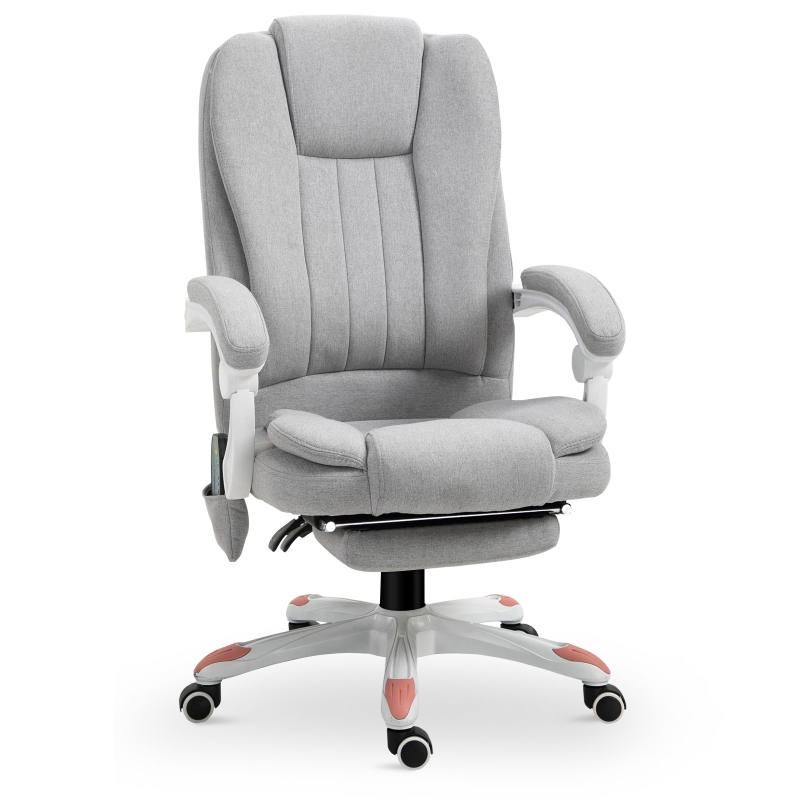 Vinsetto Massage Sessel, Bürostuhl, Gaming Stuhl, Polyester, Schaumstoff, Nylon, Grau, 66 x 63 x 107-115 cm