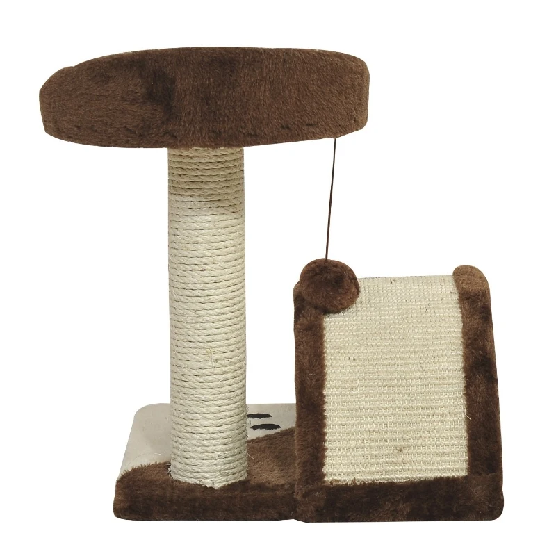 PawHut Katzenbaum Katzen Spielbaum mit braunem Plüsch 36 cm x 36 cm x 44 cm