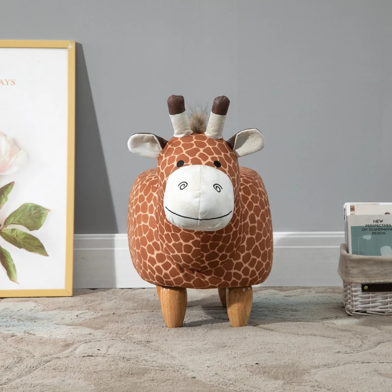 HOMCOM Tierhocker, Dekohocker, Polsterhocker, Sitzhocker, Sitzbank mit Tier-Design, für Wohnzimmer, Gifaffe Fußbank, 68 x 33,5 x 54 cm