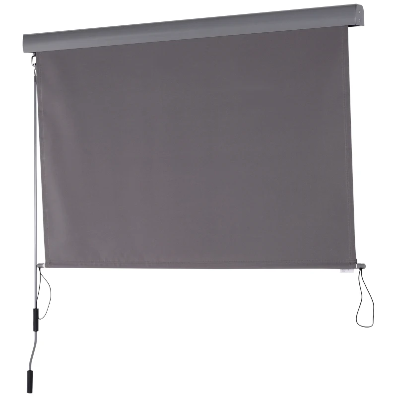 Outsunny Rolgordijn met handslinger raamrolgordijn wand-/ dakmontage UV50 + aluminium grijs 1,4 x 2 m