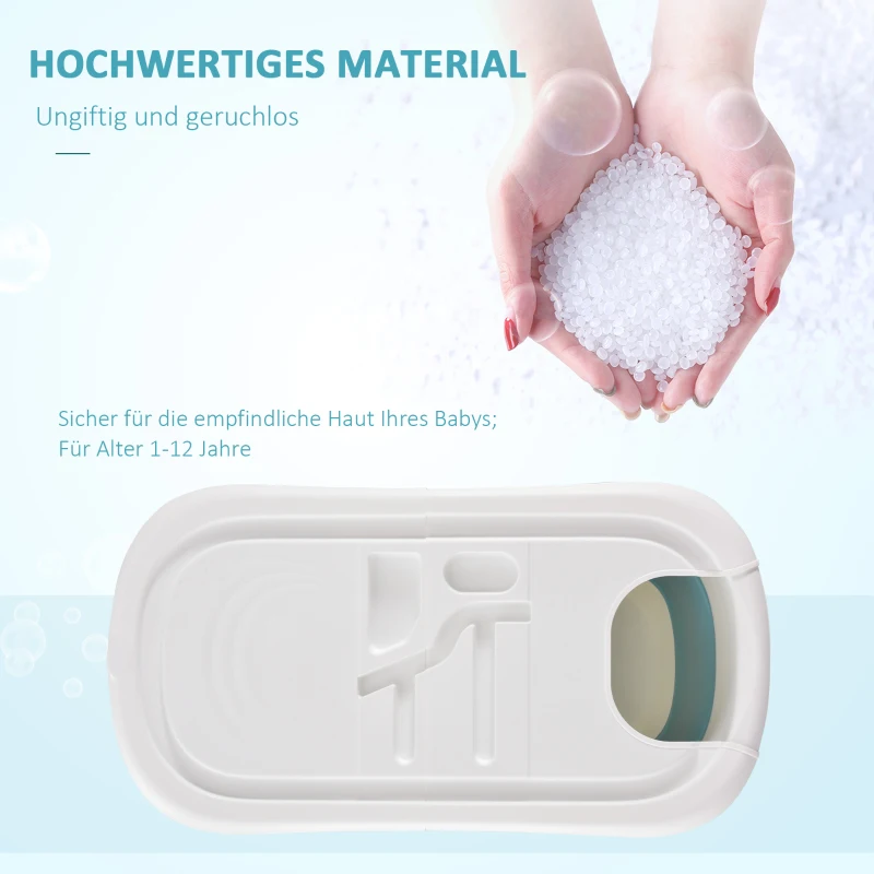 HOMCOM Faltbare Baby-Badewanne Blau Weiß 114 cm x 60,4 cm x 53 cm