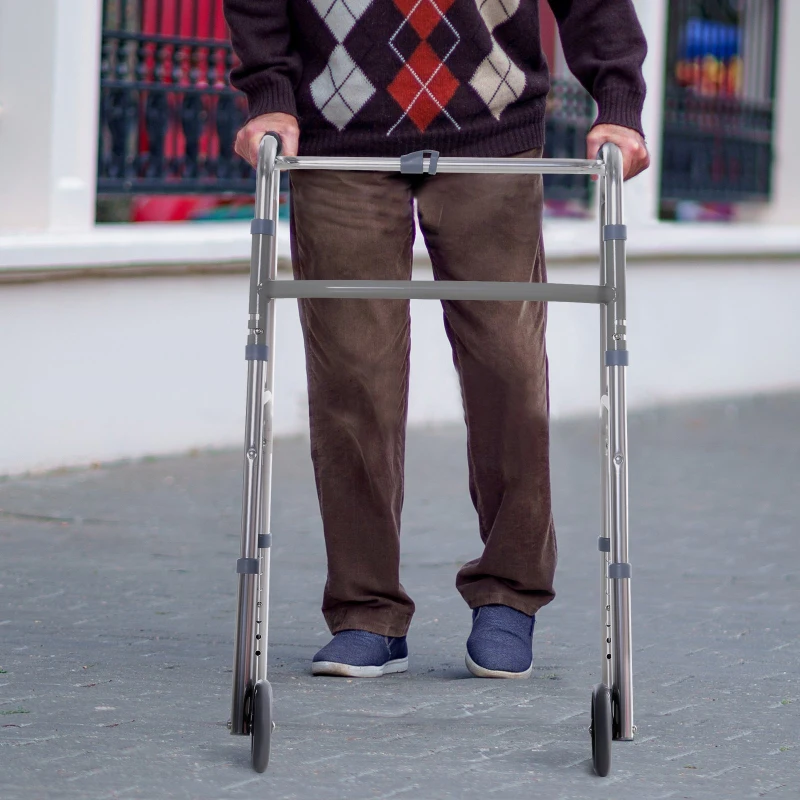 HOMCOM Gehgestell Gehbock Alu Gehhilfe Gehwagen mit 2/3 Rädern Faltbar (Modell1)