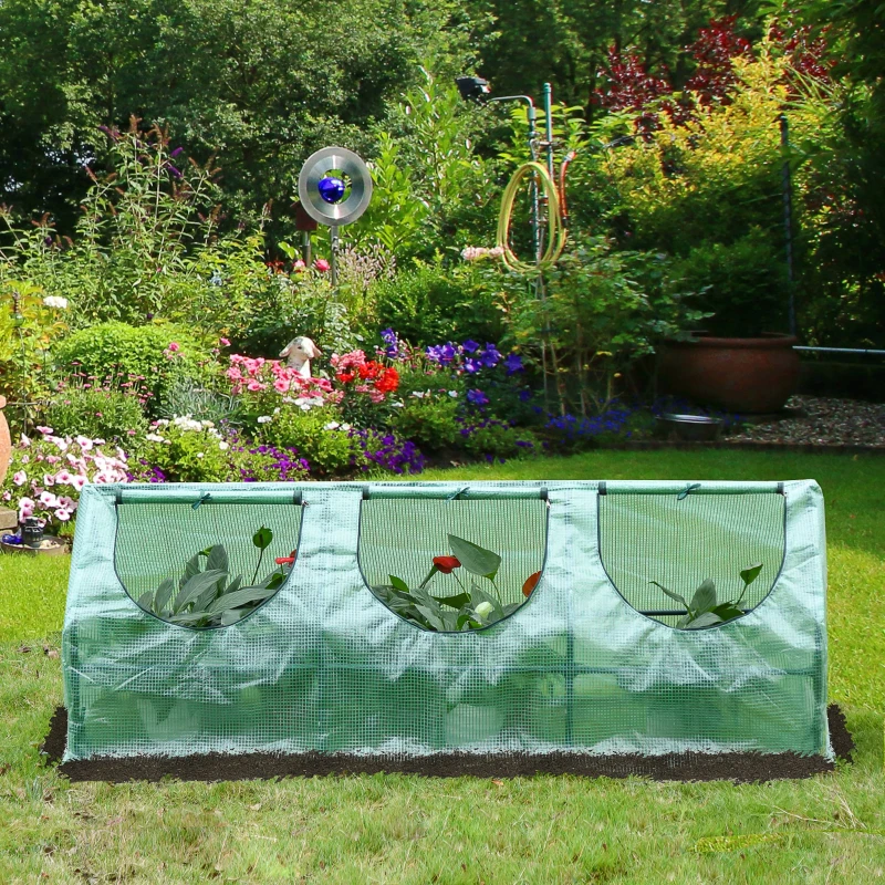 Outsunny Gewächshaus mit Fenster PE Treibhaus Tomatenhaus Frühbeet 180x60x60cm Grün