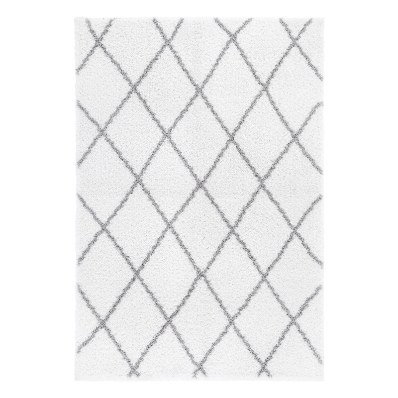 Homcom Teppich skandinavisches Muster Weiß-Silber 170 x 120 x 3,5 cm