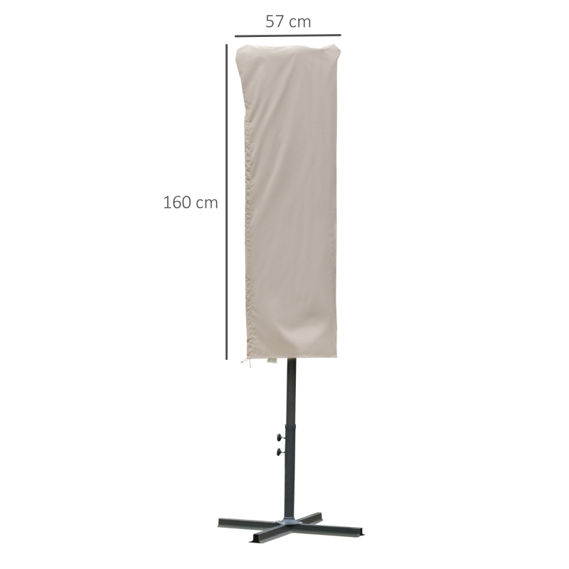 Outsunny Parasol Pokrowiec ochronny Odporny na warunki pogodowe Wiatroszczelny Zapięcie na linę Łatwe czyszczenie Na zewnątrz, do parasola na wysięgniku, Ø 57 x 160 cm Khaki