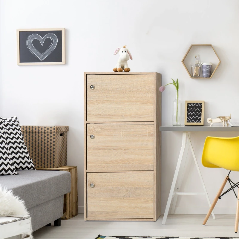 Szafka stojąca szafka na dokumenty szafka uniwersalna szafka biurowa 3 drzwi płyta wiórowa kolor naturalny