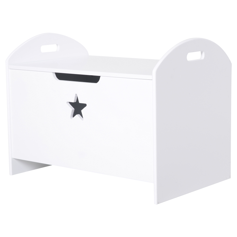 HOMCOM Spielzeugkiste Kinder Aufbewahrungsbox Sitztruhe Sicherheitsscharnier Weiß MDF 62 x 40 x 46,5 cm