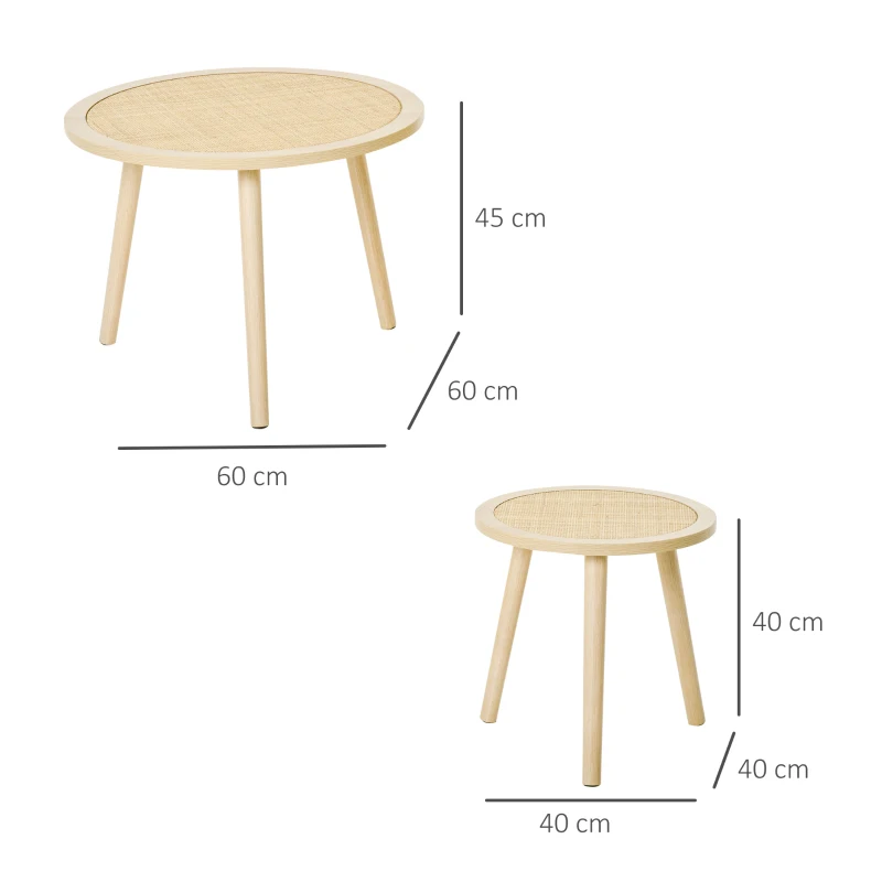 HOMCOM set van 2 salontafels met rotan