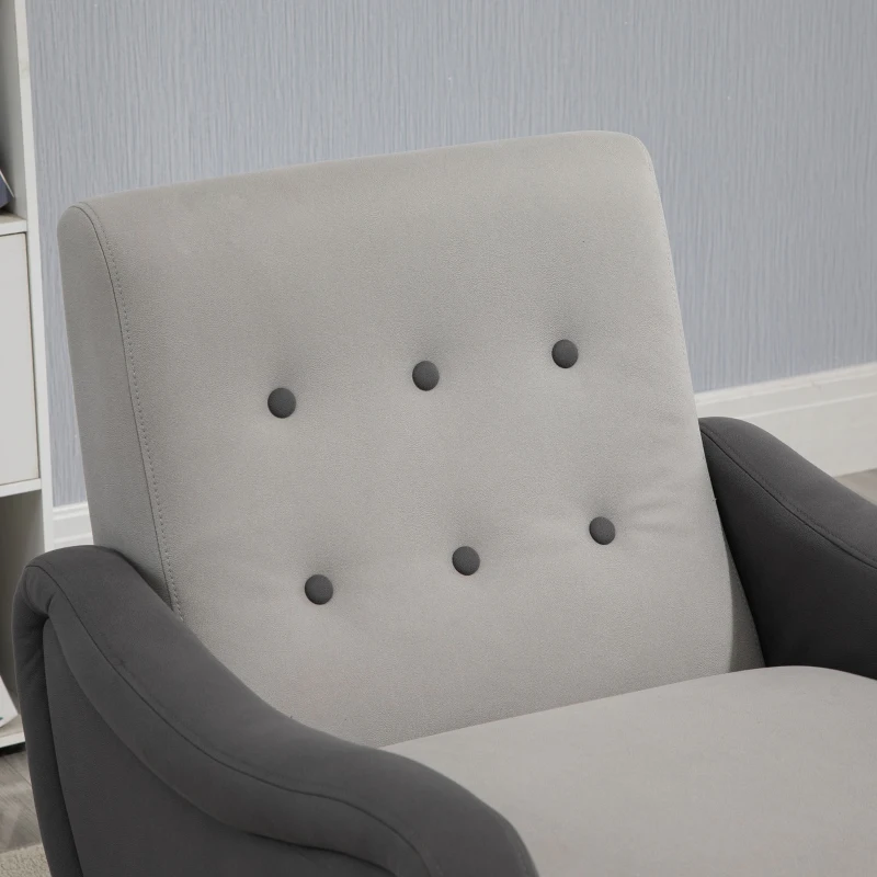 HOMCOM Einzelsessel Relaxsessel Einzelstuhl mit Tufting Eisenfüße Polyester Staumstoff Braun Grau 72 x 81 x 86 cm