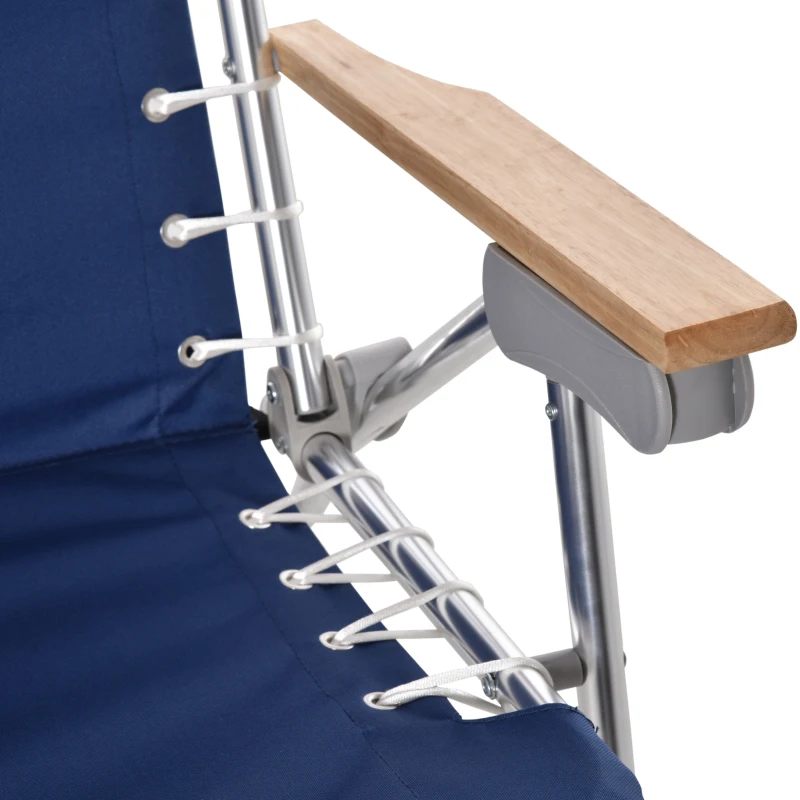 Outsunny 2-er Set Campingstuhl Klappstuhl Gartenstuhl mit Armlehnen Strand Balkon faltbar Metall Oxfordstoff Blau 69 x 62 x 73,5 cm