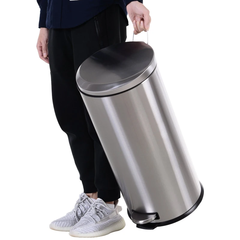 HOMCOM® Kosz na śmieci kosz na odpadki kosz z pedałem z kubłem wewnętrznym z cichym zamykaniem stal nierdzewna PP Ø29,2 x wys. 62,5 cm