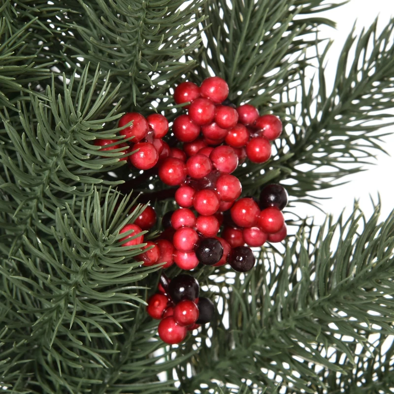 HOMCOM wieniec jodłowy wieniec na drzwi wieniec bożonarodzeniowy pętelka do zawieszenia z tyłu PE zielony Ø 60 x 8 cm