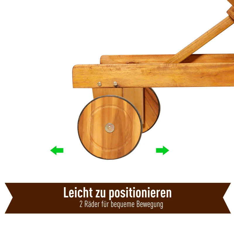 Outsunny ligbed relax ligbed tuinset tuinmeubilair verstelbaar acaciahout textiel natuur 198 x 60 x 88/80/69/45 h cm | Aosom.nl