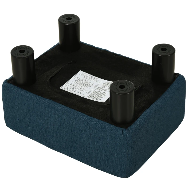 HOMCOM Sitzhocker Hocker mit Leinenoptik Moderner Fußhocker Polsterhocker Ottomane für Schlafzimmer, Wohnzimmer, Dunkelblau