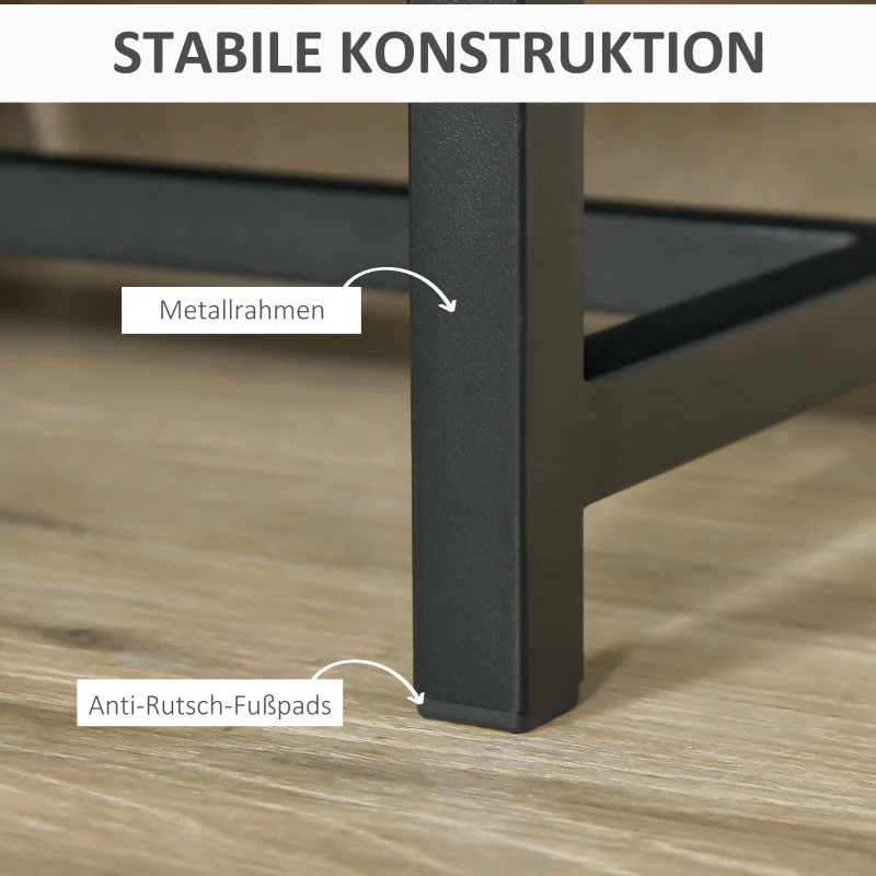 HOMCOM Nachttisch Nachtkommode mit 2 Schubladen Beistelltisch Nachtschrank Sofatisch Schwarz+Natur 40 x 36 x 48,5 cm