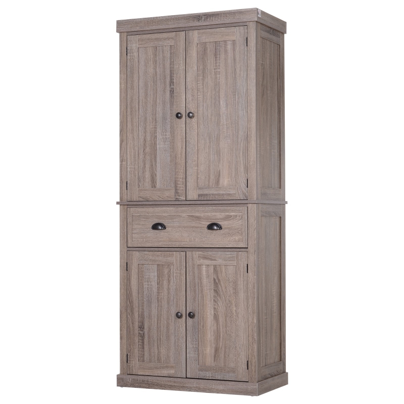 HOMCOM® Schrank Hochschrank Kommode 6 verstellbare Ebenen mit Schublade MDF