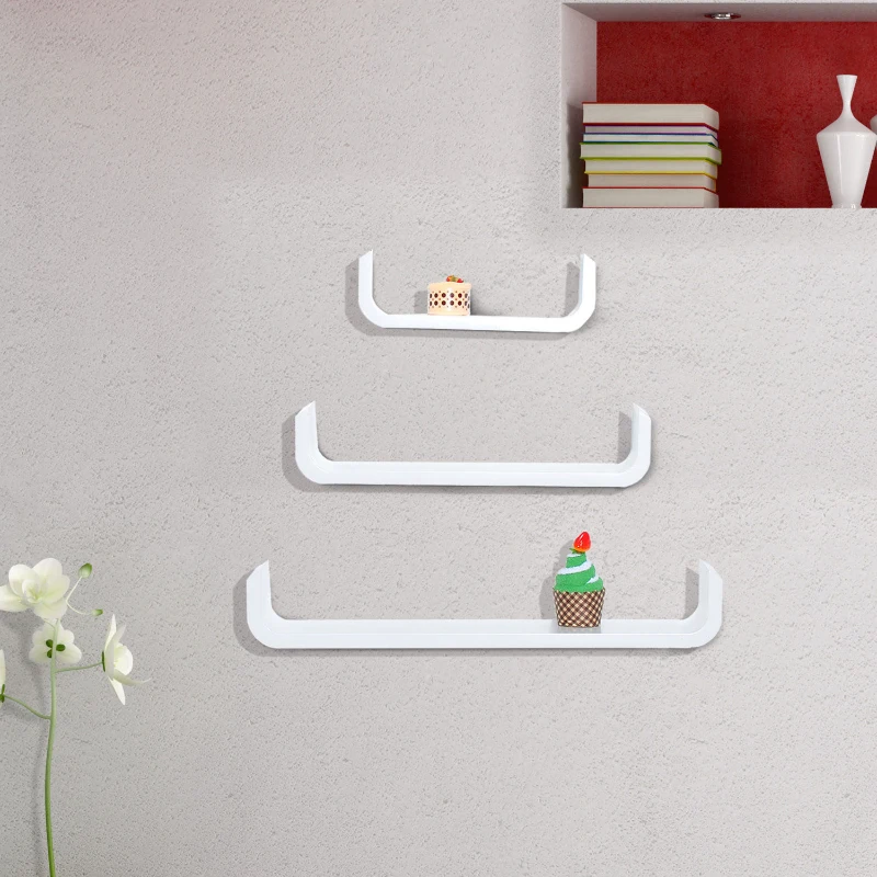 HOMCOM PÓŁKI WISZĄCE NA ŚCIANĘ 3-CZĘŚCIOWE BIAŁE