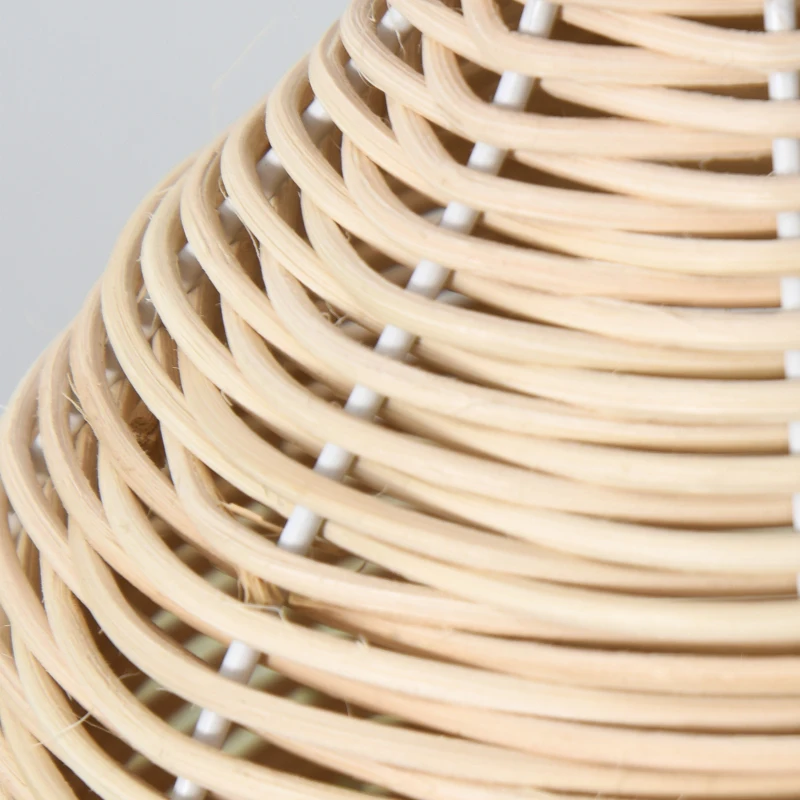 HOMCOM Tischlampe Tischleuchte E27-Fassung Nachttischlampe 40 W Rattan Leinen Stahl Beige 22 x 22 x 40 cm