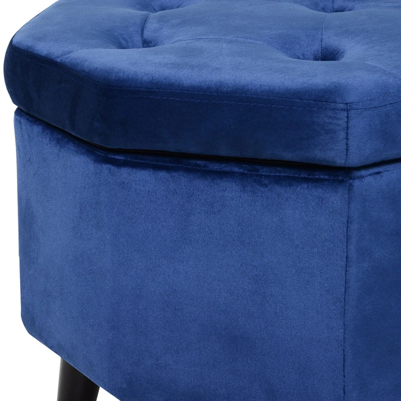 HOMCOM® zitbank zitkist bedbank schoenbank 2-in-1 verhoogde poten fluweel donkerblauw 117 x 46,5 x 45 cm | Aosom.nl