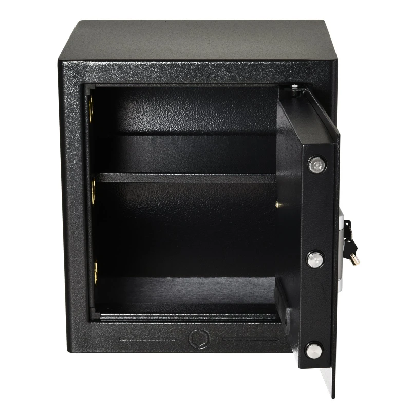 HOMCOM Safe, Tresor, Möbeltresor, mit Elektronikschloss, Stahl, Schwarz+Silber, 38 x 31 x 42,7 cm