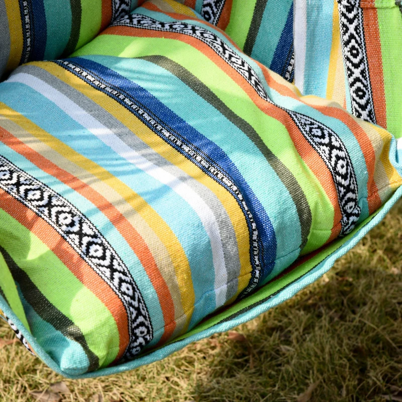 Outsunny Hängesessel mit Kissen Hängestuhl Hängesitz Hängeschaukel Leicht zu tragen einfach verpackung bis 100 kg belastbar mehrfarbig 100 x 100 cm