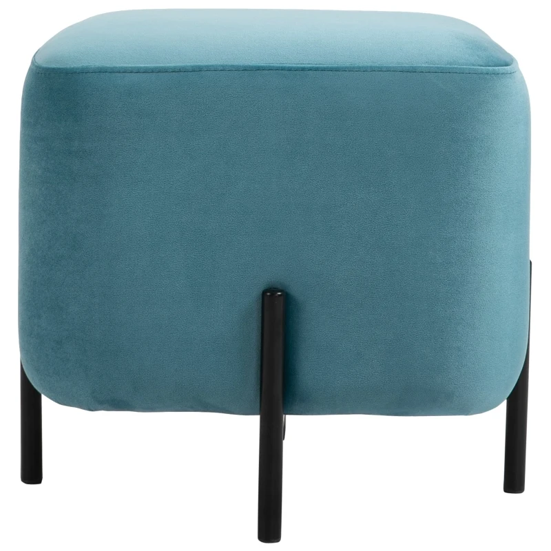 HOMCOM pufa podnóżek do salonu wyściełany poliester stal turkusowy