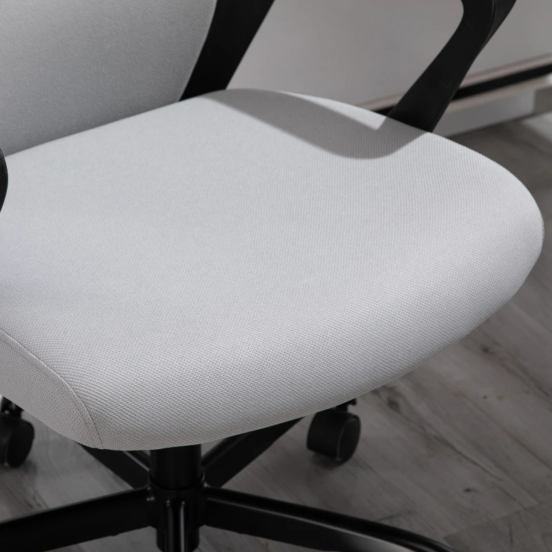 Vinsetto Bürostuhl Ergonomischer Drehstuhl mit Wippenfunktion Armlehne höhenverstellbar Kunstleinen Stahl Grau+Schwarz 60 x 64 x 112-120 cm