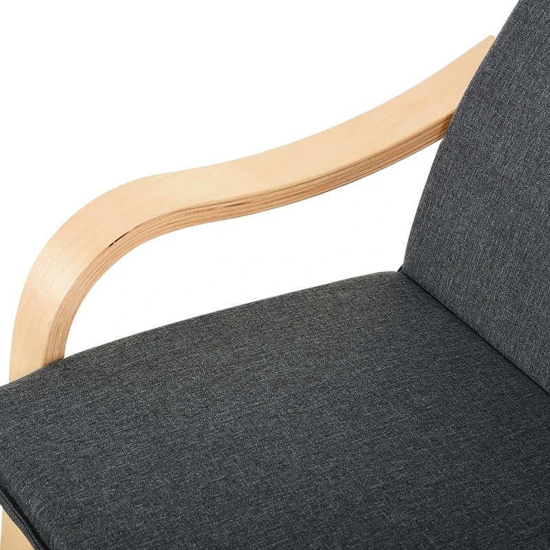 HOMCOM Relaxsessel mit Fußhocker, Ruhesessel mit Armlehne, Relaxstuhl, Leinenbezug Holzgestell Grau 67 x 78 x 98 cm