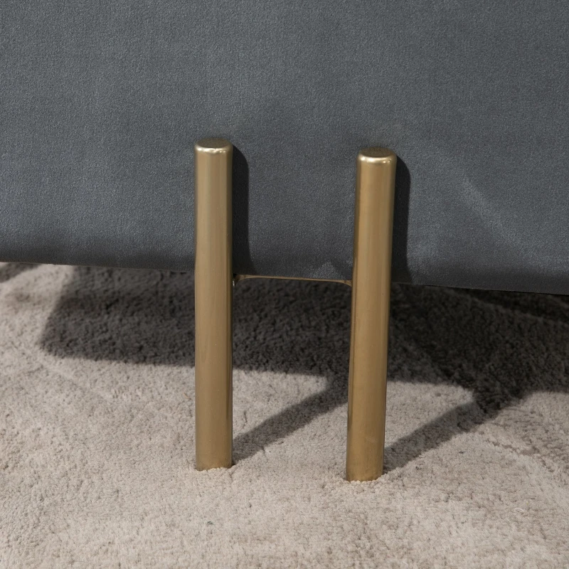 HOMCOM Luxe poef krukje met opbergruimte gepolsterd krukje donkergrijs