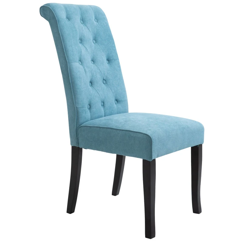 HOMCOM Luxus Esszimmerstuhl, gepolstert und getuftet, Kautschuk, Leinen