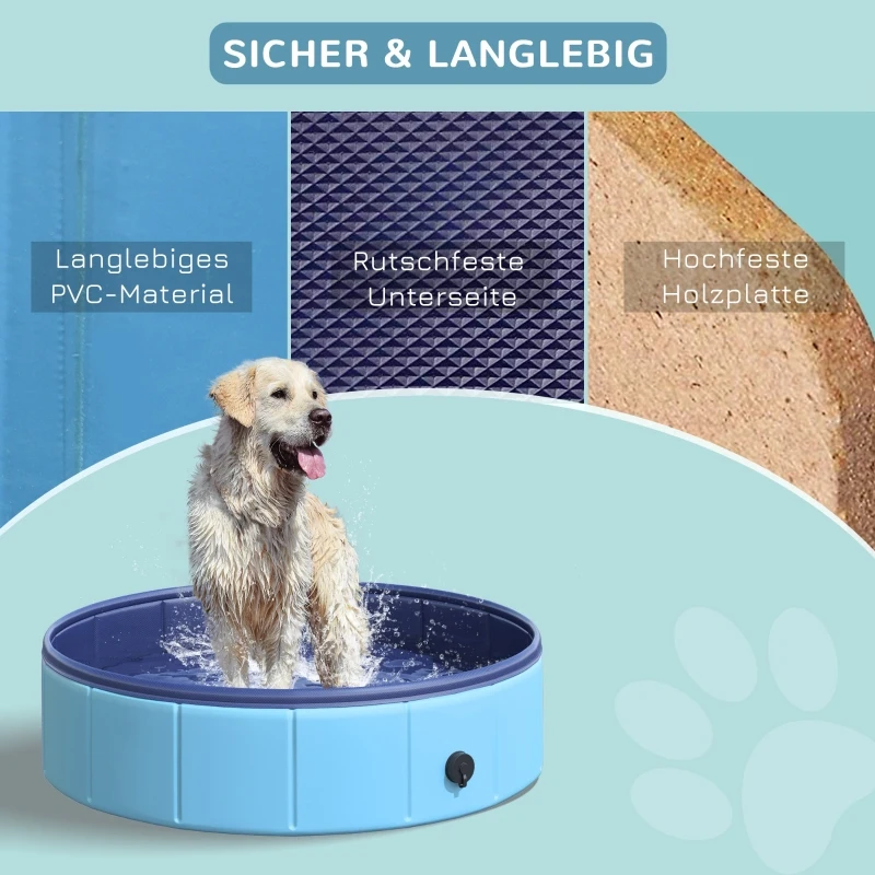 PawHut Basen dla psa Brodzik Basen Kąpiel  niebieski Ø 80 x wys. 20 cm