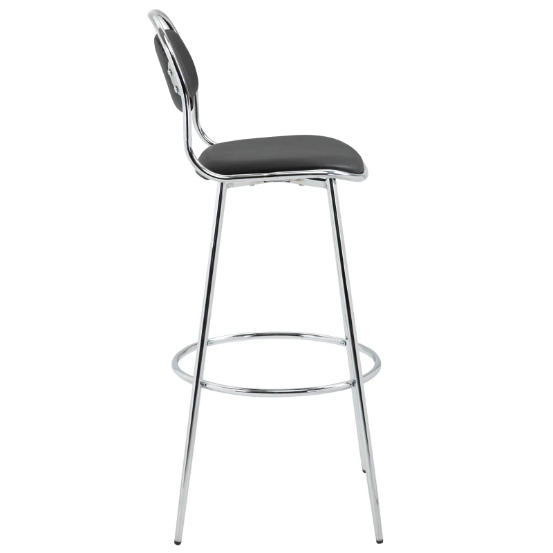HOMCOM 2er-Set Barhocker mit Fußstütze, modernes Design, 42,5 cm x 48,5 cm x 104 cm, Schwarz