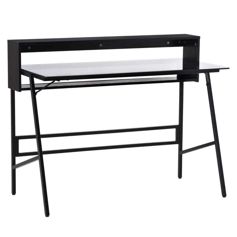 HOMCOM Computertisch mit Ablagen Schwarz 115 cm x 55 cm x 90 cm