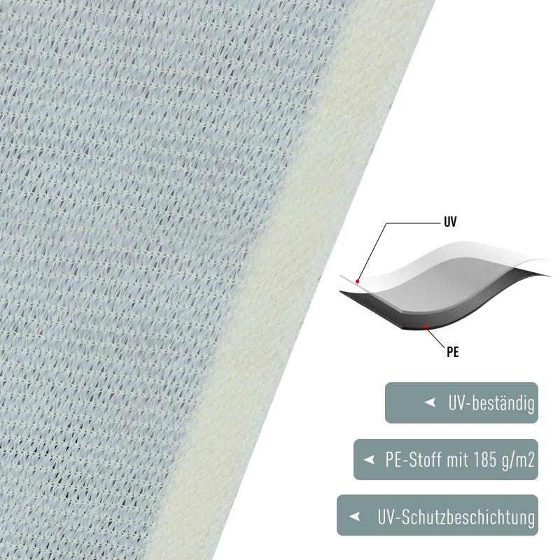 Outsunny Sonnensegel Sonnendach Sonnenschutz Rechtecke HDPE Weißcreme 3 x 3 m
