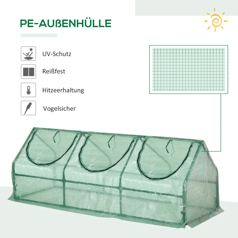 Outsunny Gewächshaus mit Fenster PE Treibhaus Tomatenhaus Frühbeet 180x60x60cm Grün