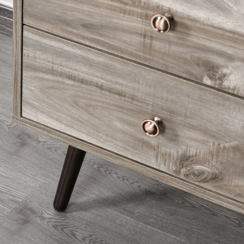 HOMCOM Sideboard Kommode Beistellschrank Bücherschrank Standschrank mit Tür und 3 Schubladen, Kiefer, Graue Holzmaserung, 102 x 50 x 76,5 cm