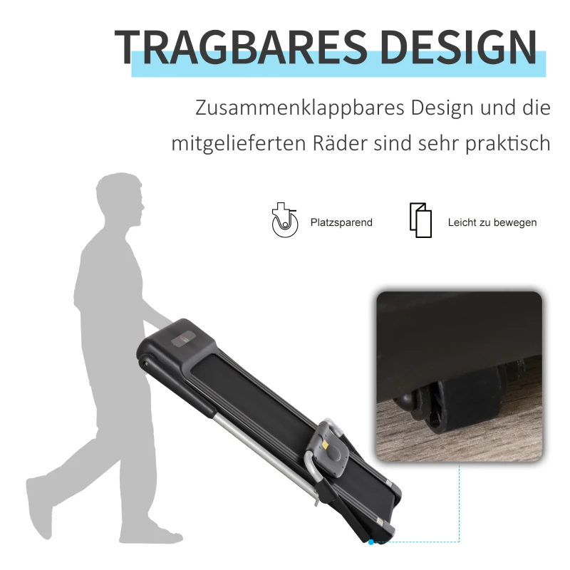 HOMCOM Elektrisches Laufband mit LED-Display Faltbares Fitnessgerät 1-12 Km/h Stahl Schwarz 138 x 67 x 111 cm