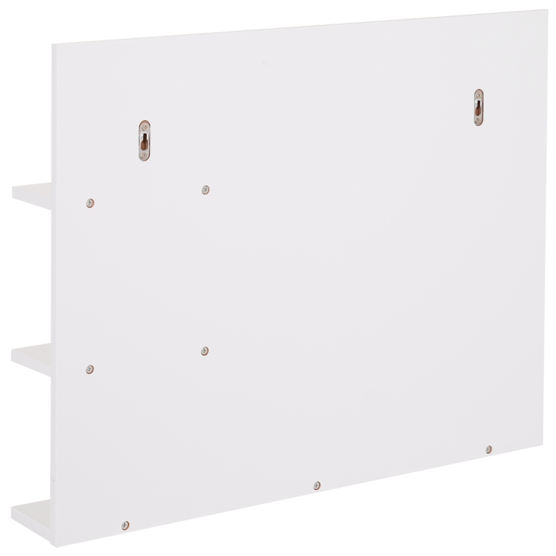 kleankin Elegante Badkamerspiegel met 3 Handige Planken van Wit MDF