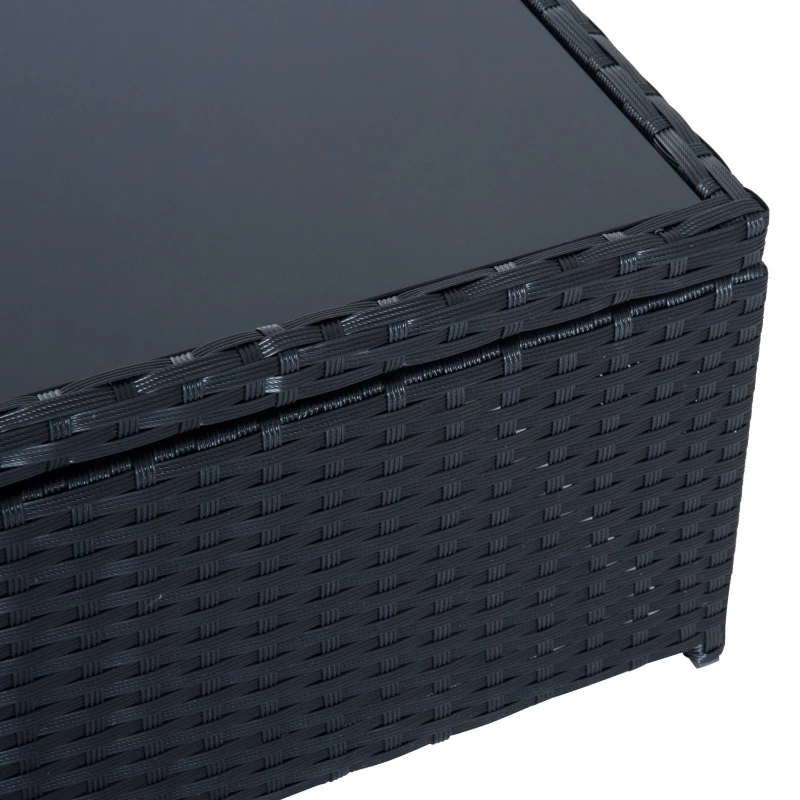 Outsunny® 4-ELEMENTOWY ZESTAW MEBLI OGRODOWYCH Z PODUSZKAMI polirattan czarny 1 x SOFA DWUOSOBOWA 1 X STOLIK 2 x STOŁEK